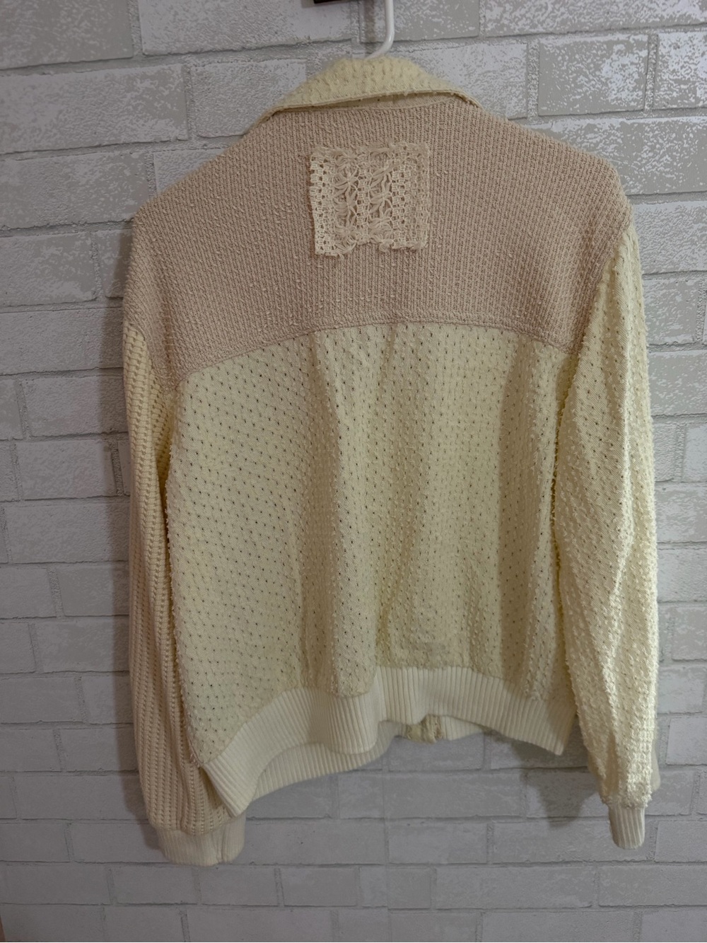 POL Two-Tone Cream & Beige Mixed-Knit Button Cardigan - Picture 6 of 6